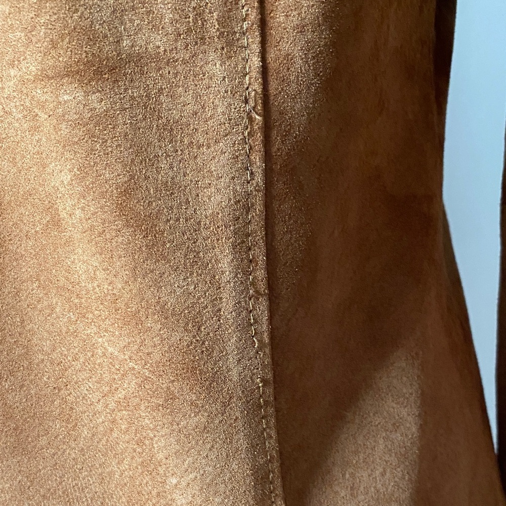 Vintage Joe Boxer 100% Suede Tie-Front Brown Jacket - Picture 3 of 10